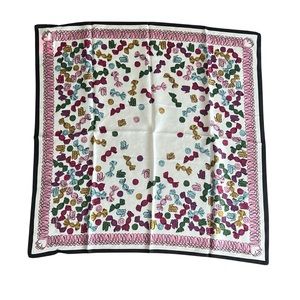 Kate Spade New York 100% Silk Scarf Festive Candy Print Spring Bandana NWT